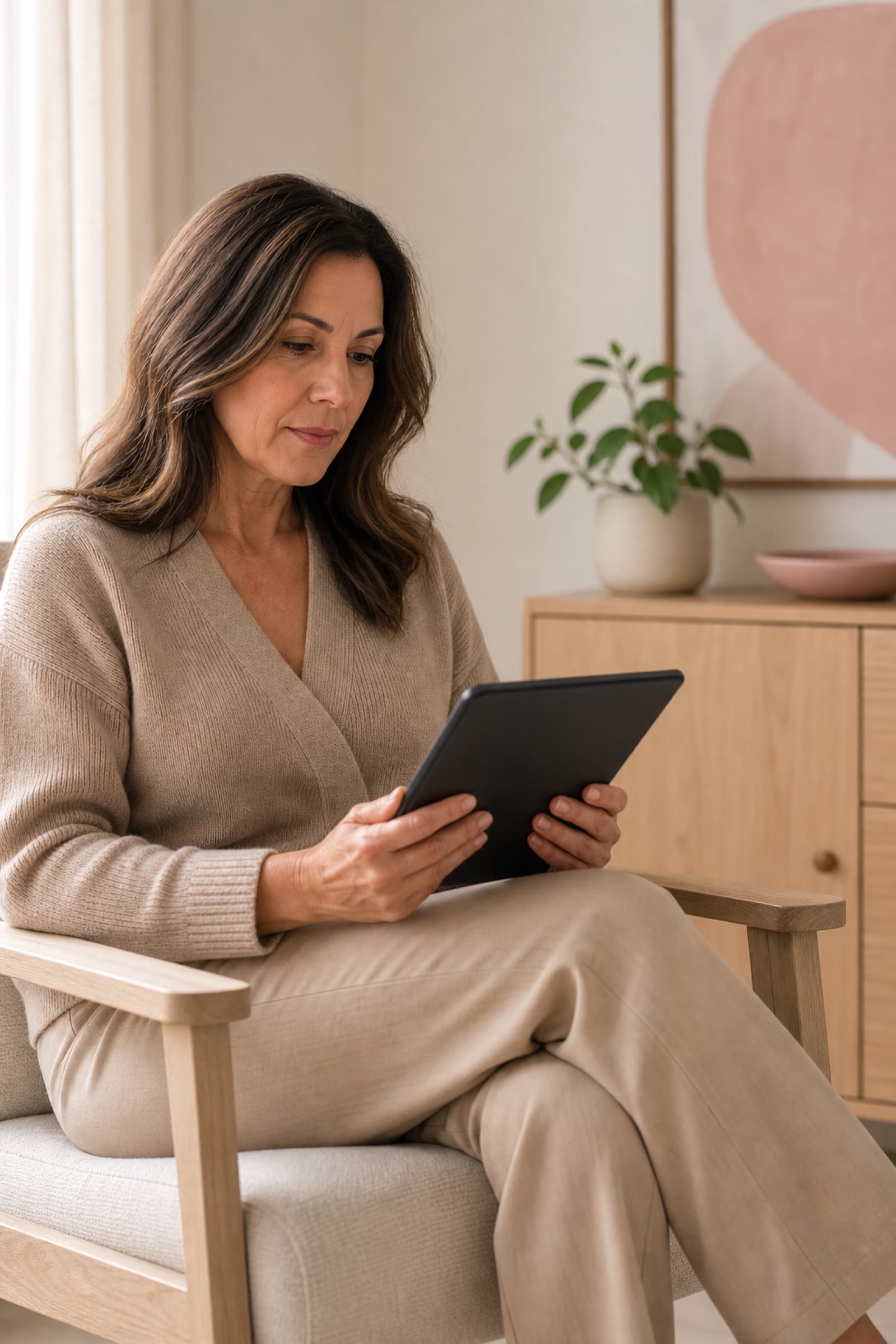 A practitioner reviewing information privately on a tablet