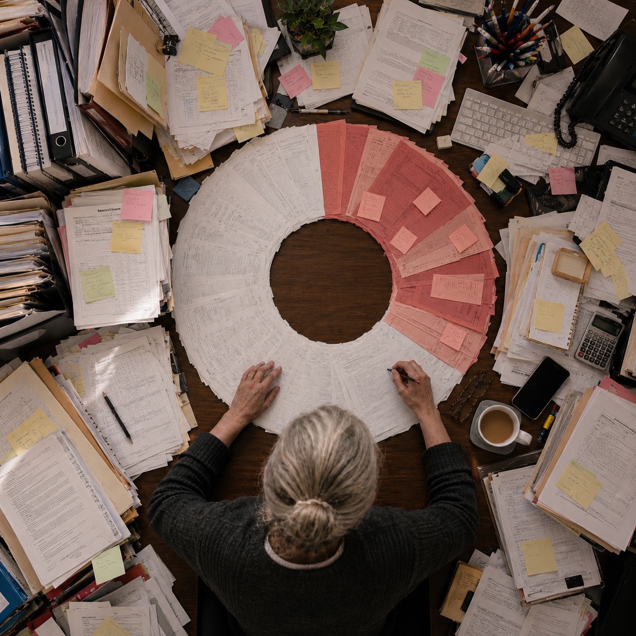 Practitioner surrounded by time-consuming paperwork