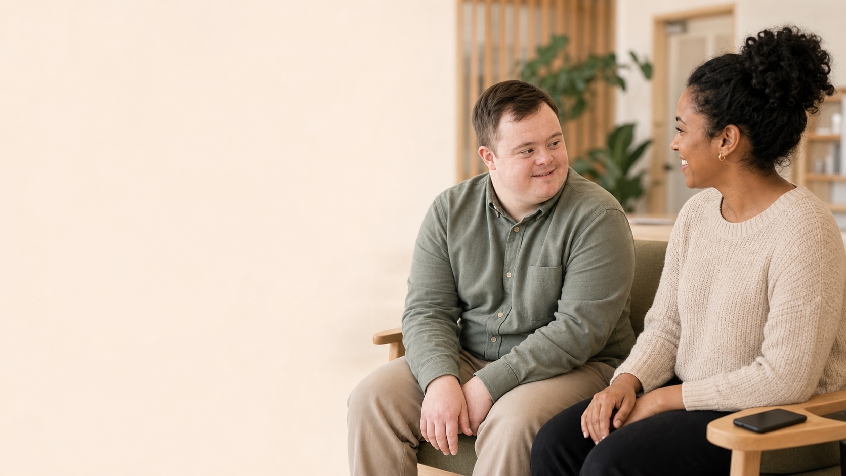 A practitioner speaking with a client with disability